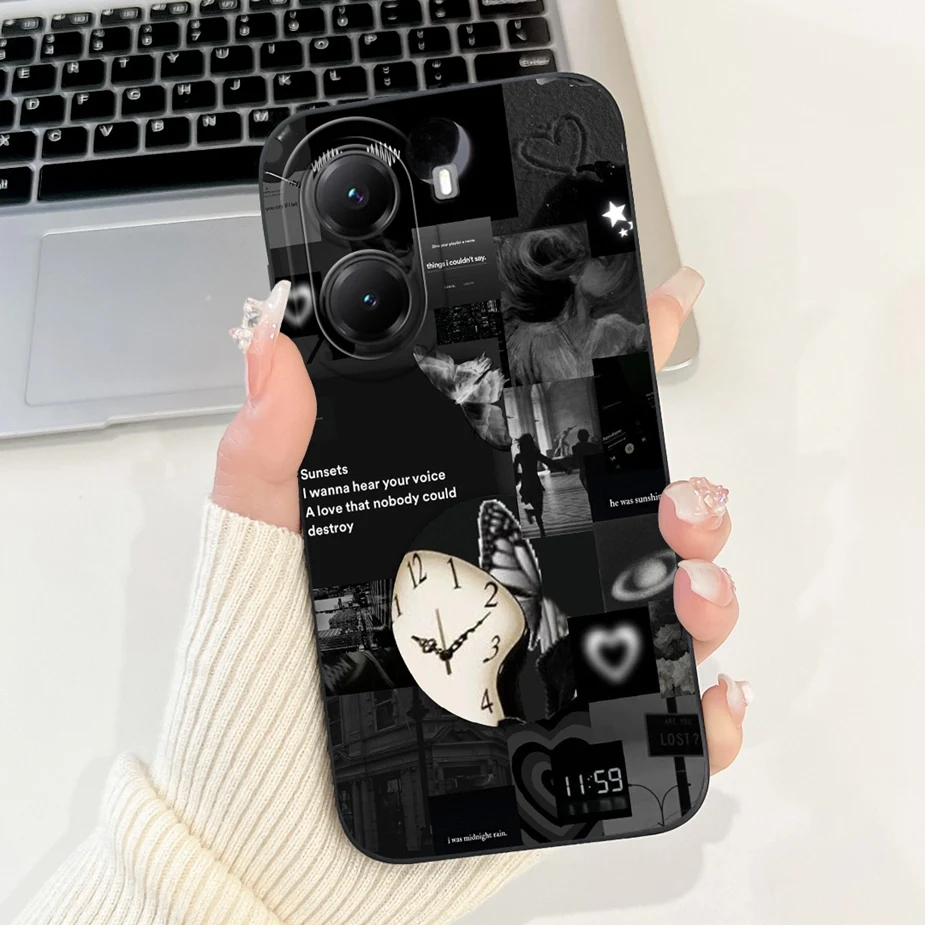 Cute Cat Grid Pattern Soft Silicone Phone Case Cover