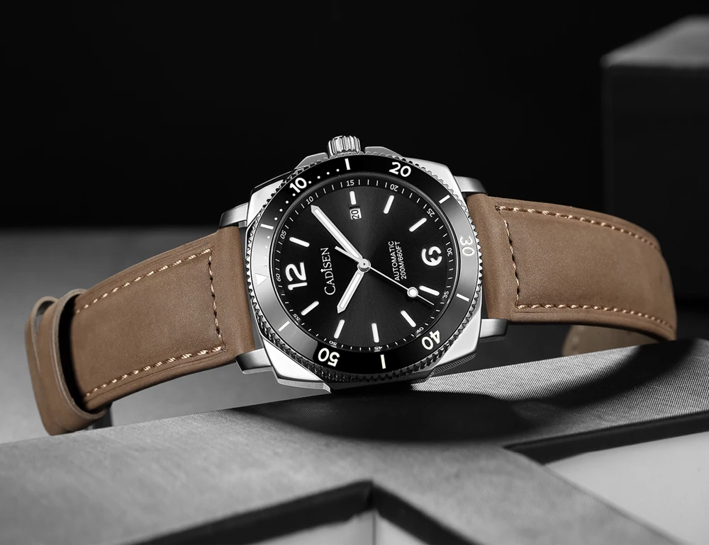 CADISEN Watch for Men Japan Miyota 8215 Movement Men Mechanical Wristwatches 20Bar Waterproof Diver Automatic Luxury Watch C8199
