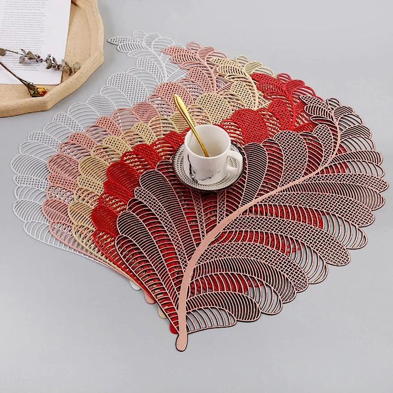 PVC Leaf Hollow Oil Water Resistant Nordic Non slip Kitchen Placemat