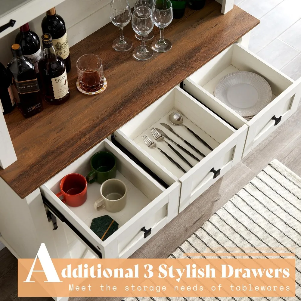Coffee Bar Cabinet with Sliding Barn Door 72