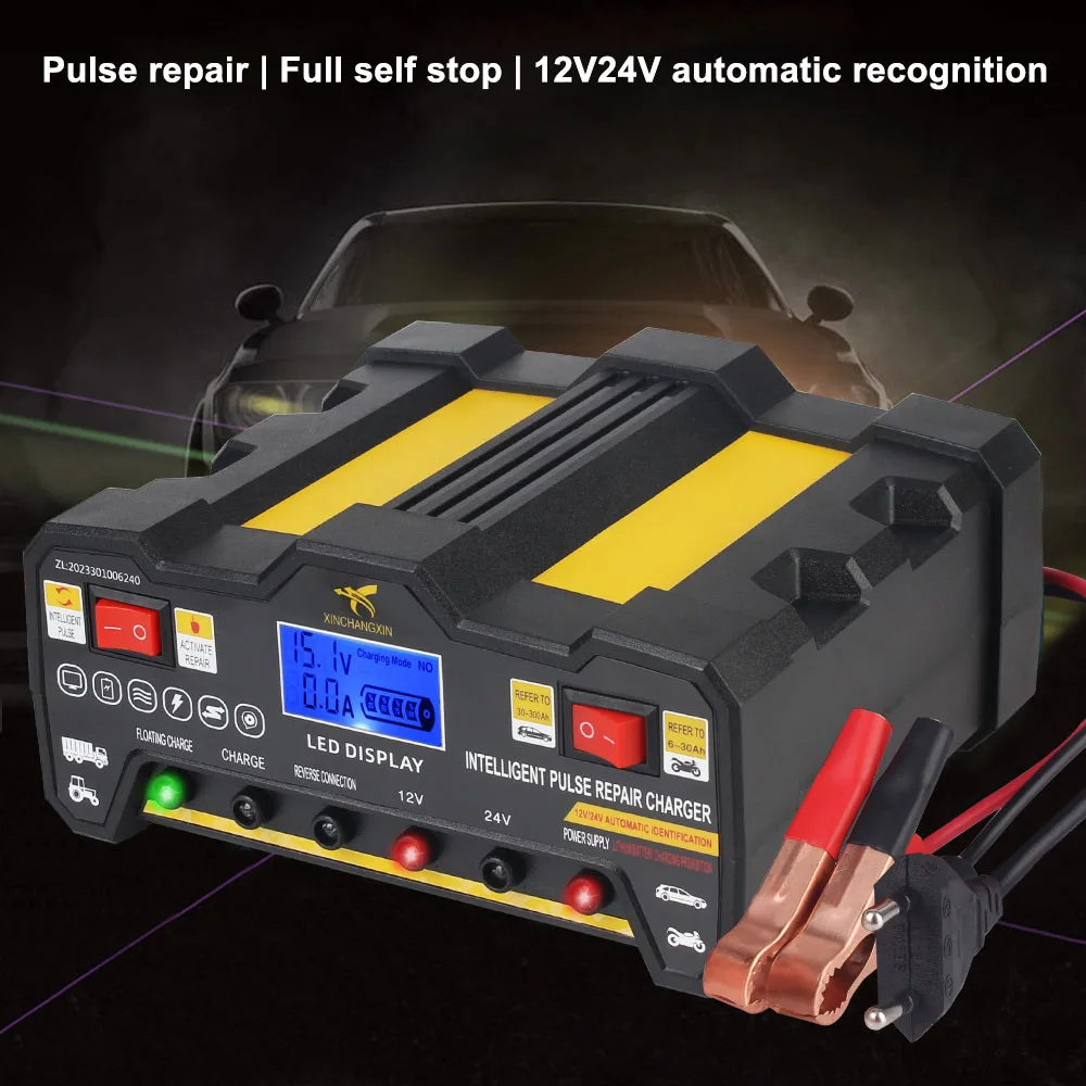 Caricabatteria per auto da 600 W Uscita 12V 12A / 24V 9A Ricarica rapida Caricabatteria per accumulo domestico per riparazione automatica intelligente degli impulsi - Image 2