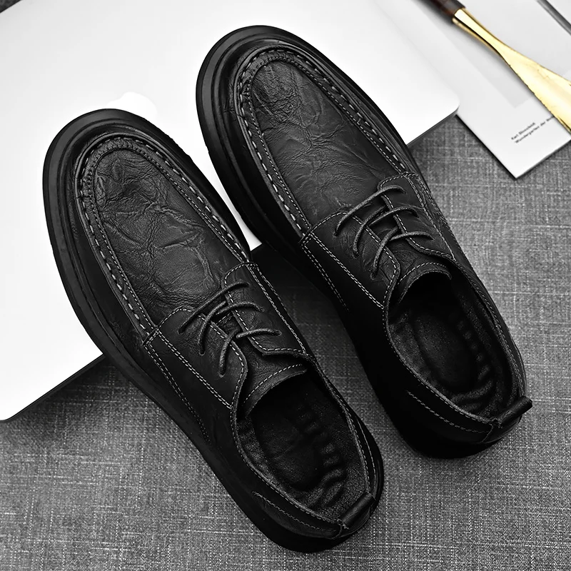 Casual Leather Shoes for Men Slip Comfy Lightweight Walking Shoes Lightweight _voghion.com