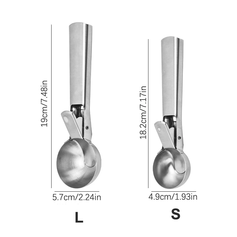 Ice Cream Scoops Stainless Steel Ice Cream Digger Non-Stick Fruit Ball Maker Watermelon Spoon Tool