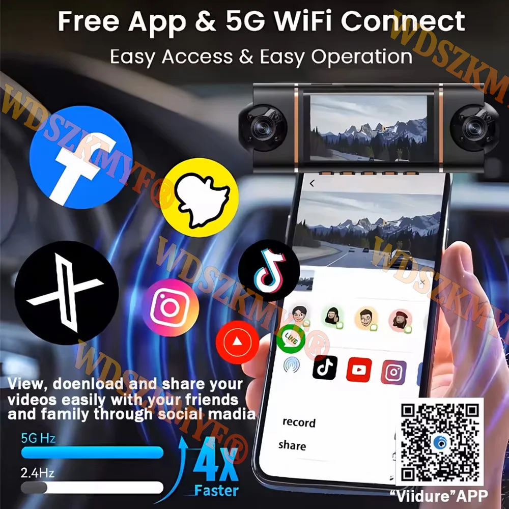 New WiFi APP 4Channel Car Dvr 1080P Video Recorder 360 Degree Dashcam 24h Parking Monitor Rear View Camera Car Recorder