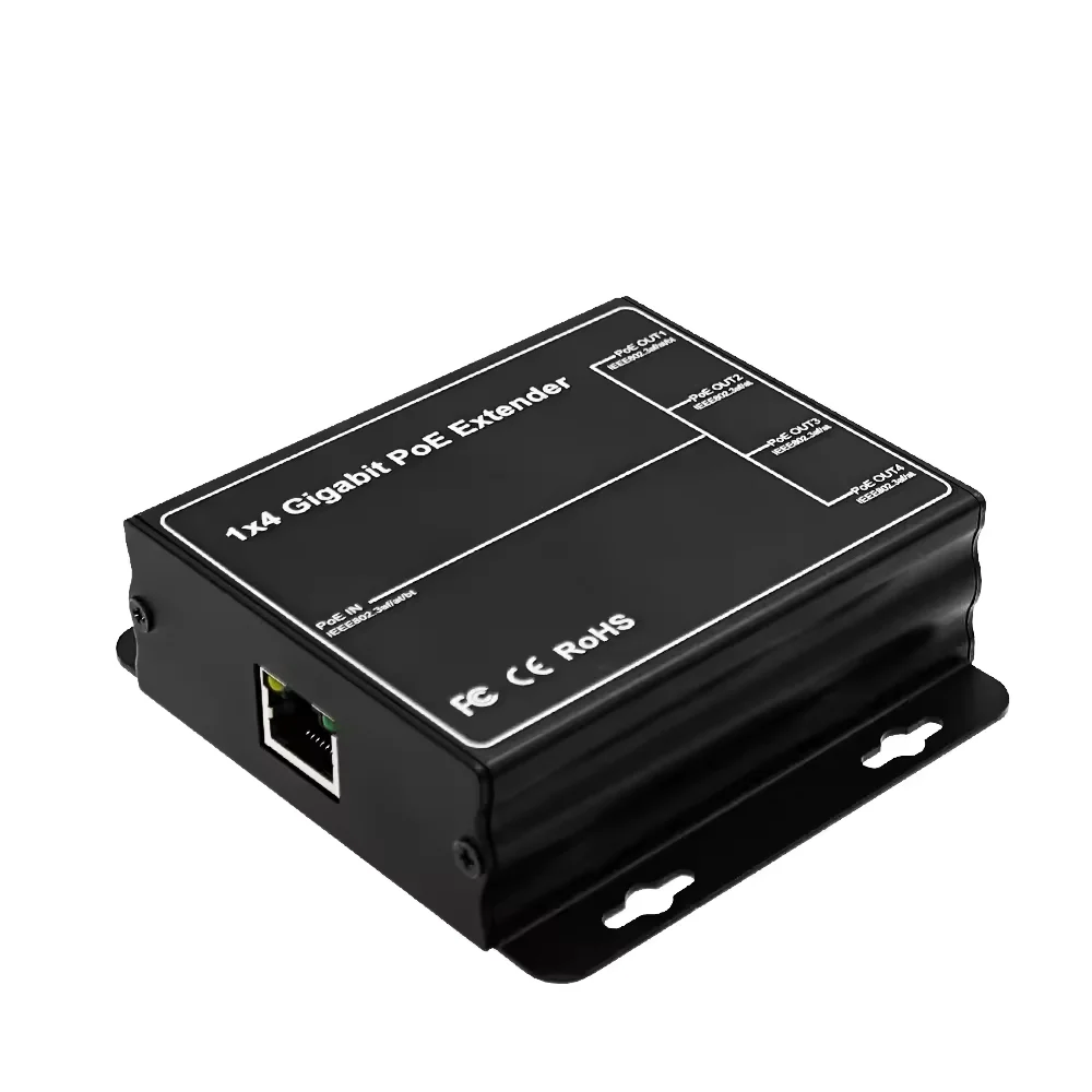 Gigabit POE Extender 4 Port 100/1000M Network Switch Repeater 90W IEEE802.3af/at Plug&Play for PoE Switch NVR IP Camera