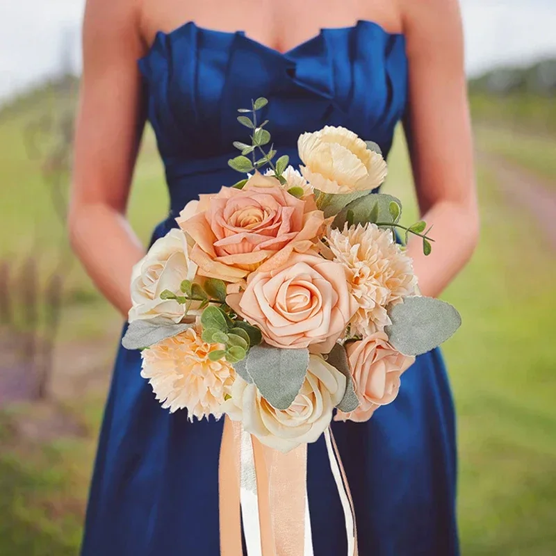 1PC Wedding Bride Bouquet Bohemian Bouquet Artificial Wheat and Lotus Seed Decorative Tossing for Wedding Valentine Day wedding bouquets