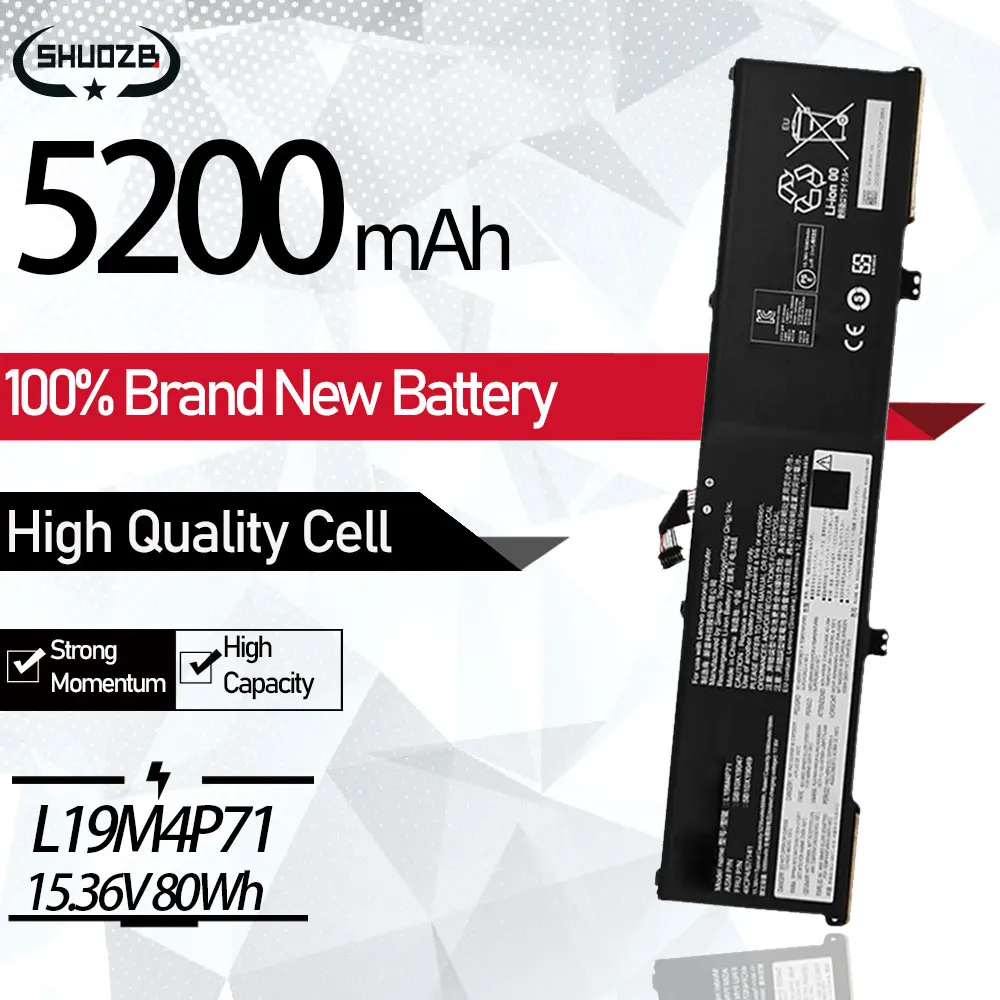 Bateria para Lenovo Thinkpad x1 Extrema Gen 2023 Tp00099d Sb10x19048 Sb10x19047 15.36v 80wh Shuozb L19m4p71 L19c4p71 L19l4p71