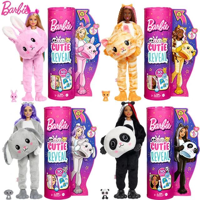 Poupées en peluche originales de la série Barbie Cutie Reveal pour filles,  poupées mignonnes pour animaux