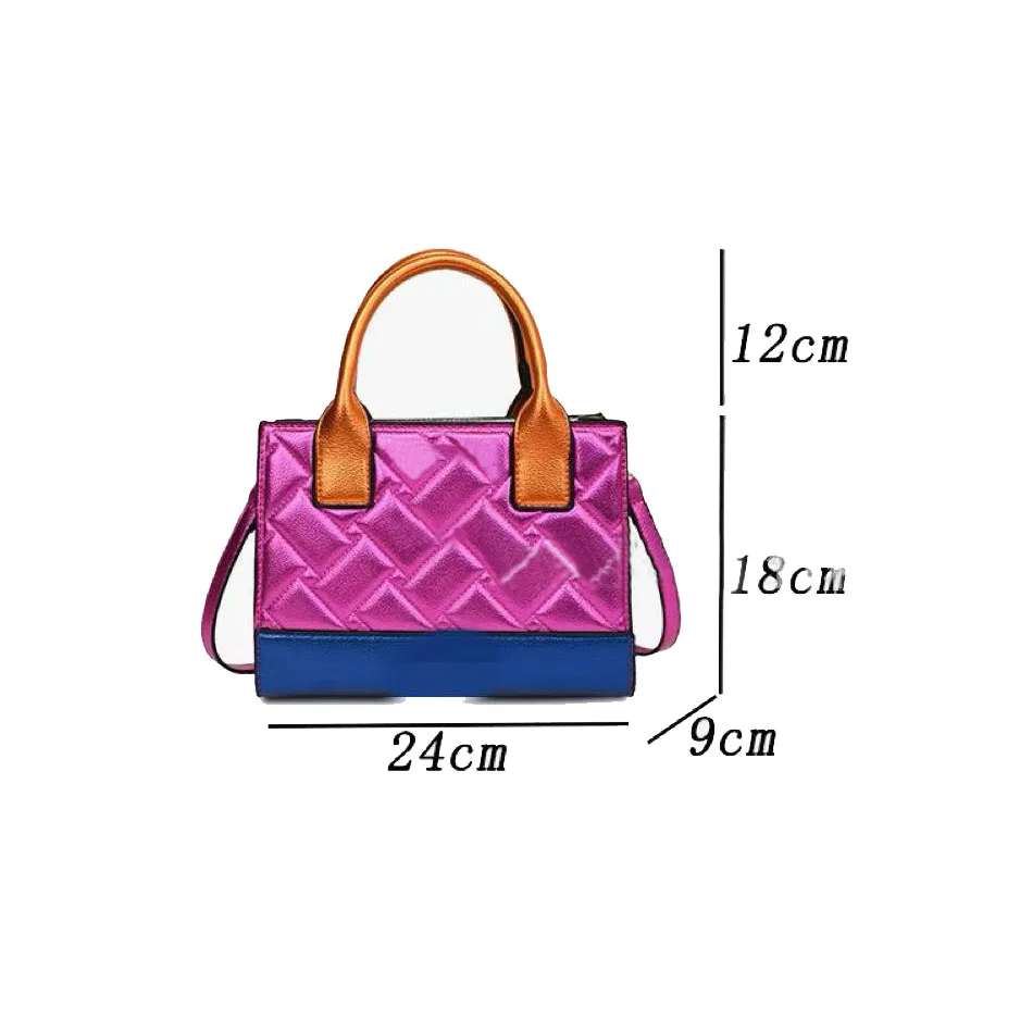 Women's K-G Colorful Splicing Chain Bag Shoulder Bag Fashion Ladies Zip Small Square Crossbody