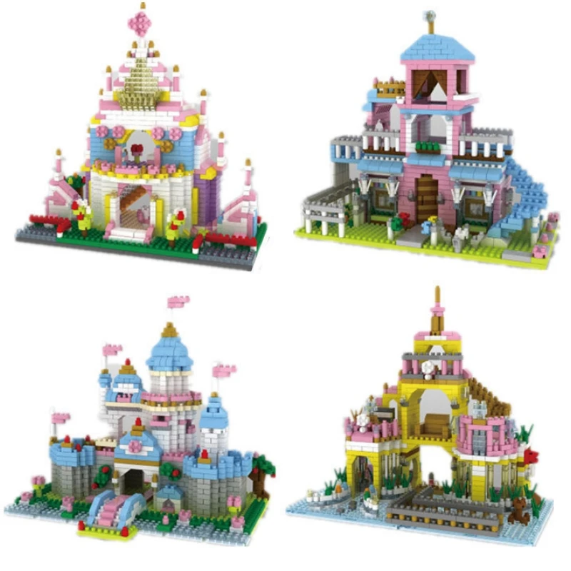 New Dream Castle Splendido Rainbow Pink Palace Bellissimo Regalo Giocattolo Per Ragazze Bambini Modello 3D Fai Da Te Mini Diamond Blocks Mattoni Build