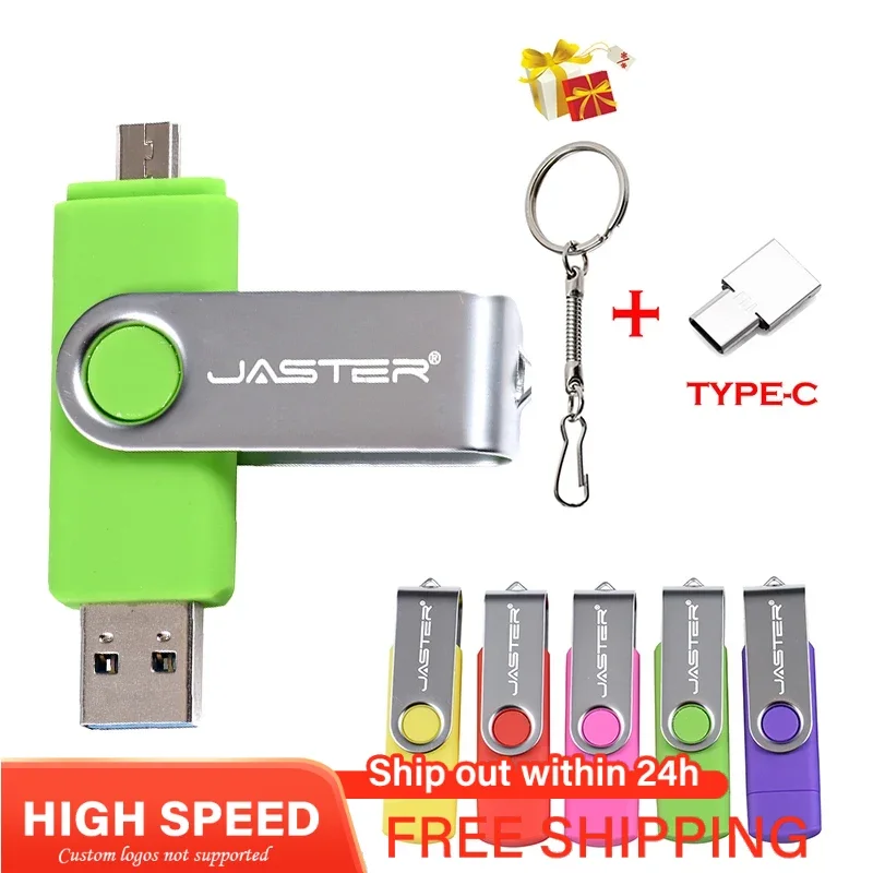 

JASTER Plastic USB Flash Drive 128GB OTG 2 IN 1 Type-c Pen Drive for Phone 64GB 32GB 16GB High Speed USB2.0 for Computer U Disk
