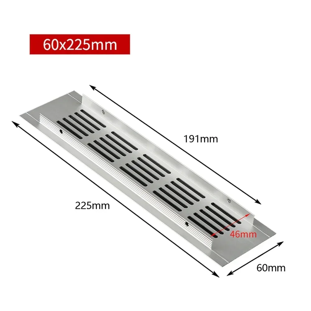 1Pc 60mm White Aluminium Rectangular Cabinet Wardrobe Air Vent Grille Ventilation Cover Plate Grille Vent Perforated Sheet air vent grille ventilation grille air vent cover