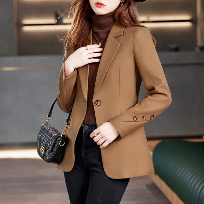 

Insozkdg High-end Women Suit Jacket Spring Autumn 2024 New Spring All-match Solid Casual Slim-fit Office Lady Suit Blazer Top