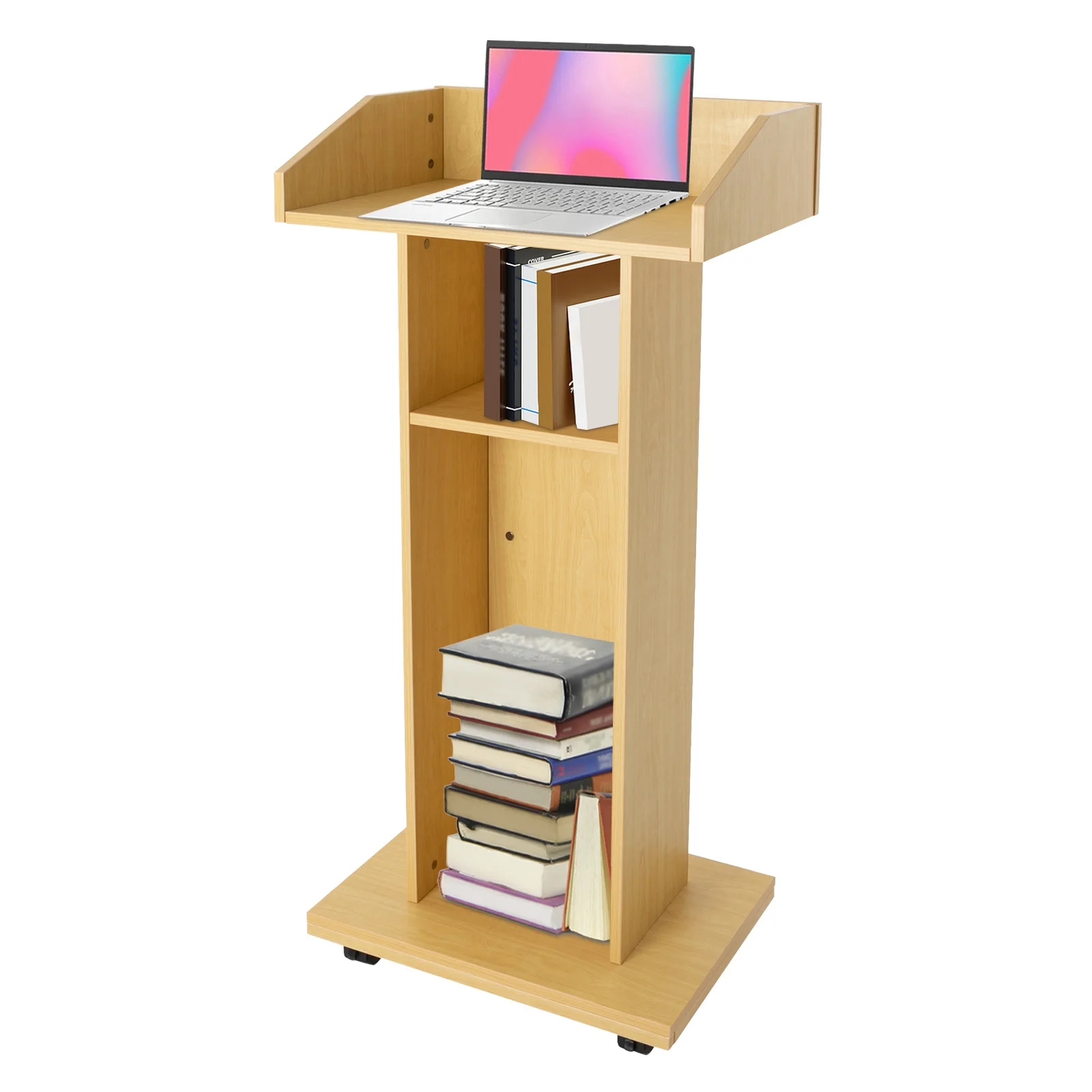 Mobile Wood Podium Stand Podium Stand Wooden Speaking Lectern Teacher Speaker Presentation Stand Portable Podium Stand Mobile 2
