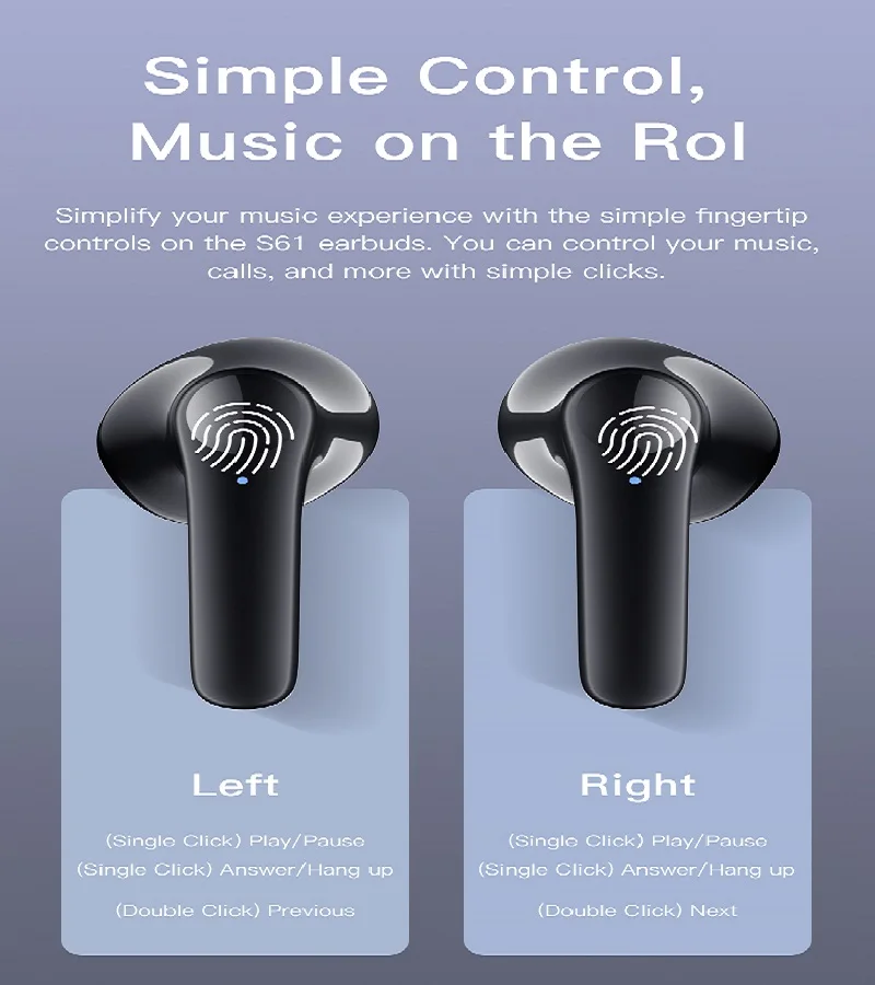 

S61 TWS Wireless Buetooth Headset Noise Cancelling Earphones HiFi Stereo Earbuds