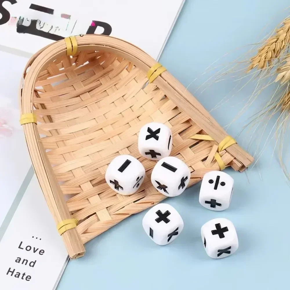 6Pcs 16mm Resin Addition Subtraction Multiplication Division Symbol Dice Math Toys for Kids Operation Props Education Toys