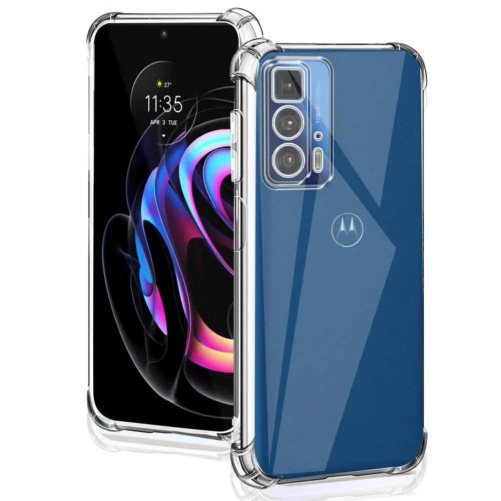 GOGME Cover per Motorola Moto Edge 20 Lite + 2 Vetro Temperato, Custodia in Trasparente TPU, [Rinforzare la con Angoli] Custodia Silicone Morbida Ultra Sottile Case (Rosa/Viola