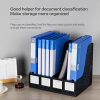 Deli Magazine File Book Holder Desktop Organizer , 4 Compartments, Plastic,Gray,Black 2