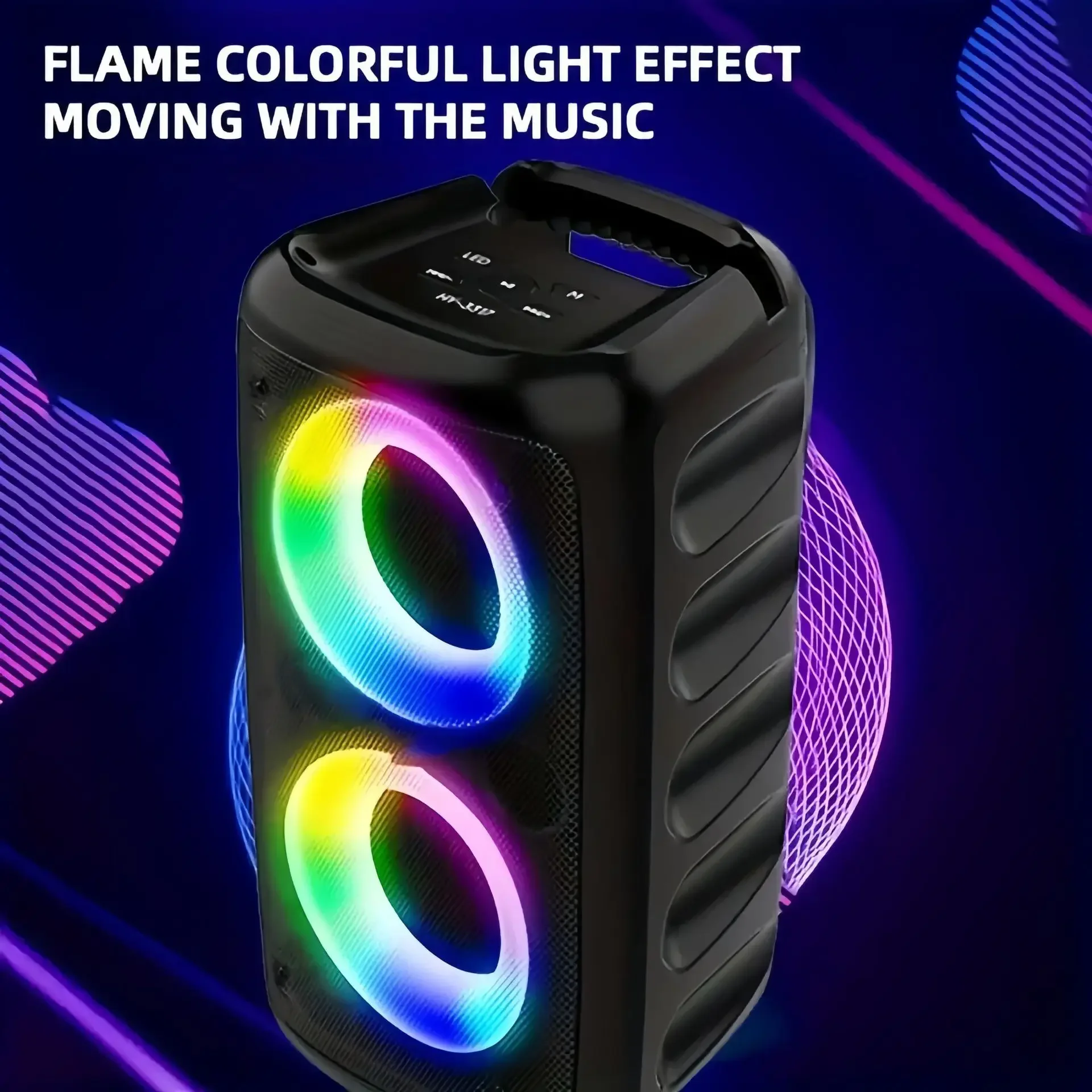 Portable Wireless Bluetooth Karaoke Speaker With Microphone And Led_voghion.com