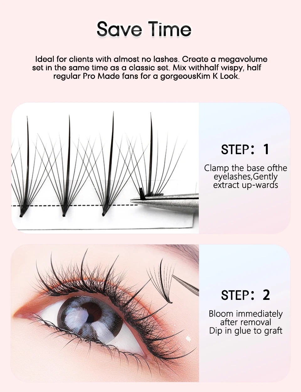 3D-15D Wispy Premade Fans Spitze Basis Russland Volumen Wimpern Faux Nerz Einfache Fächer Wimpern Verlängerung Spitze Lange Stiel Wimpern – Detail 8