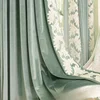 Italian Flannel European Embroidered Green Bedroom Curtain Dining Room Blackout Luxury Tulle 2