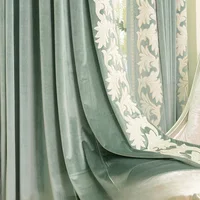 Italian Flannel European Embroidered Green Bedroom Curtain Dining Room Blackout Luxury Tulle 2