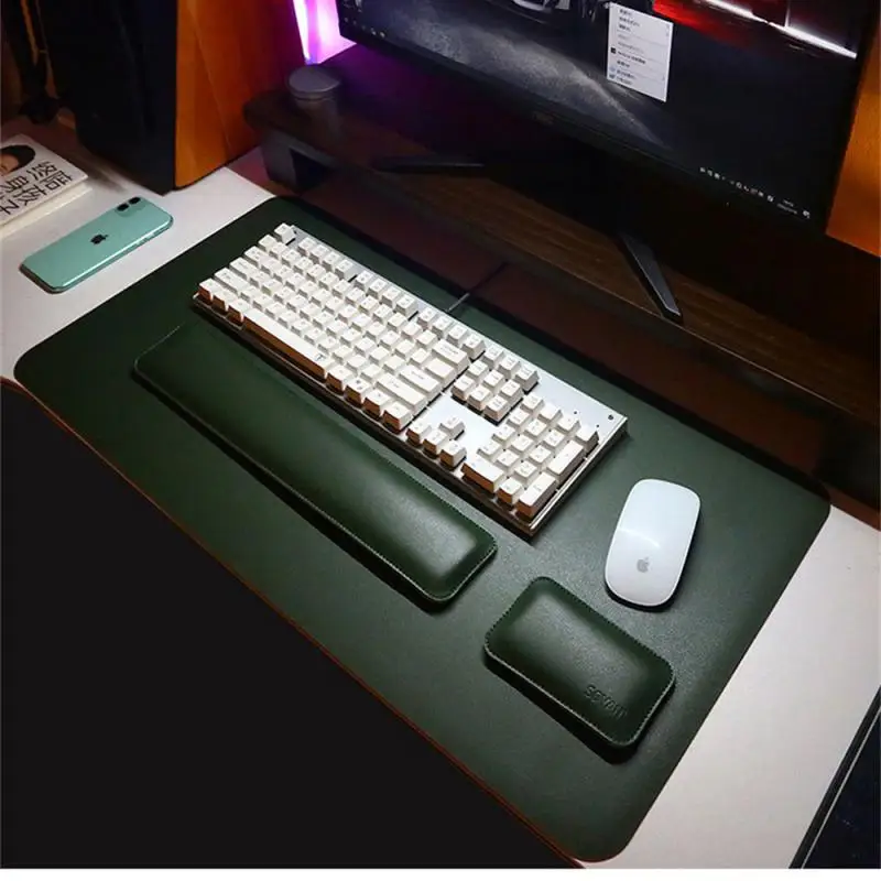 RYRA 가죽 키보드 손목 받침대 패드, 인체공학 손목 받침대 마우스 패드, 내구성 있는 메모리, 사무실 게임용 편안한 마우스 패드, 신제품