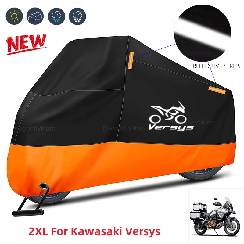 

For Kawasaki Versys 650 1000 Versys-X300 2008 - 2019 Motorcycle Cover Waterproof Outdoor Scooter UV Protector Dust Rain Cover