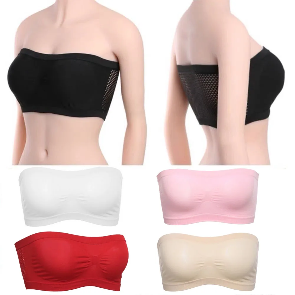 

Летний сетчатый бюстгальтер без груди, без бретелек, укороченный Топ для женщин, невидимые накладки на грудь, топы-трубы, женское нижнее белье