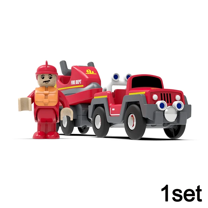 Kid Magnetic Electric Car Locomotive Fit Wooden Firefighting Train Track Slot Diecast Railway Tracks Kid Educational Toys Gifts 3