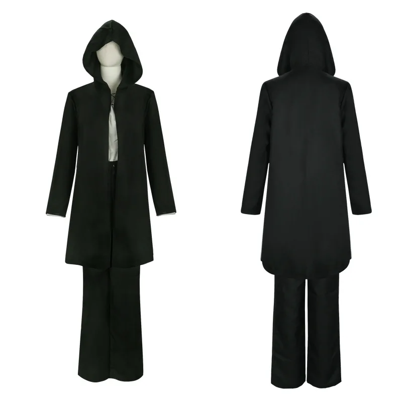 

Anime Eren Jaeger Cosplay Costume Black Hooded Trench T-shirt Pants Suit Shingeki No Kyojin Final Season Halloween Clothes