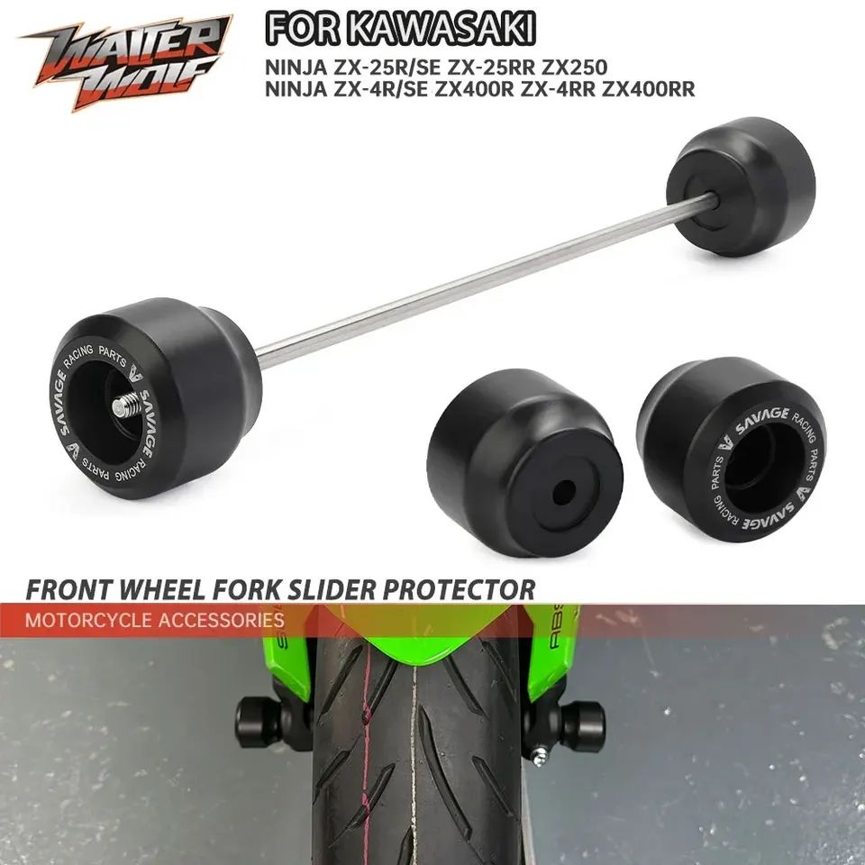 Ninja ZX-4RR assale anteriore cursore ZX25R Per Kawasaki ZX-4R SE Assale Anteriore Forcella Accessori Protezione Ruota 2023 (Black