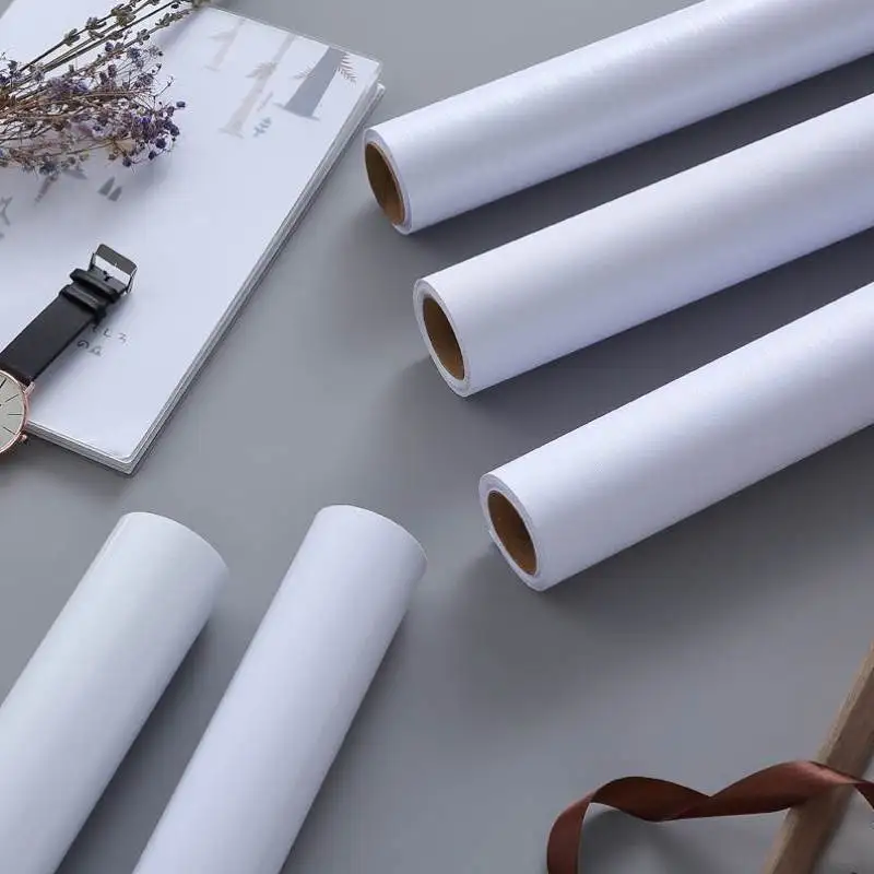 Pure White Wallpaper Self-Adhesive Waterproof Moisture-Proof Paint Kitchen Wall Stickers Cabinet Table Furniture Decoration Film 3