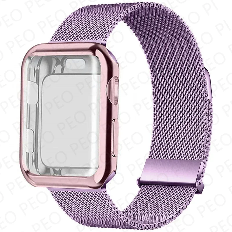 Sleek Metal Magnetic Loop Watch Band with Protective Case