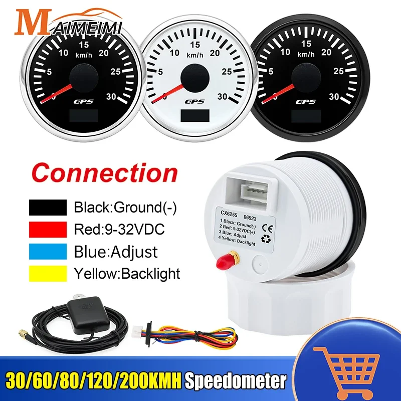 MH 52MM Digital GPS Speedometer Gauge+Antenna 7 Color Backlight Universal for 12V 24V Car Vehicles Boat Marine Motorcycle Yacht