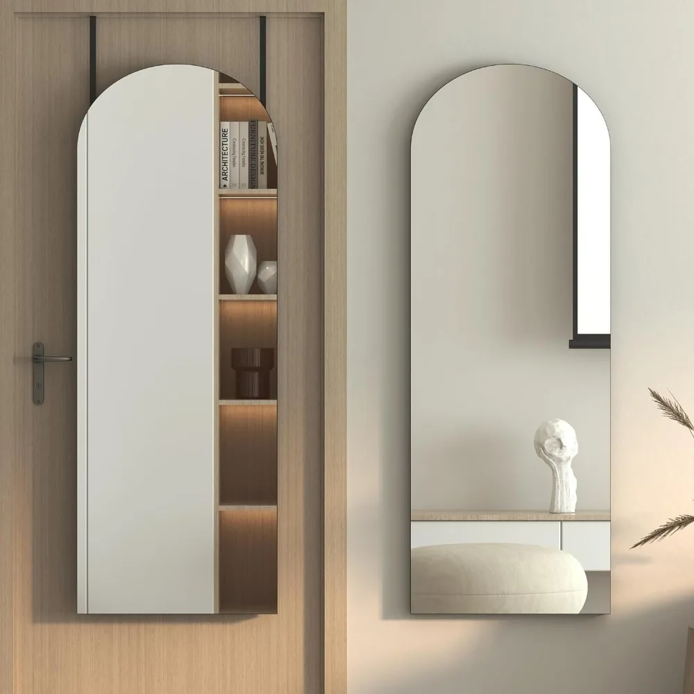 

Arch Over The Door Mirror, 47" x 14" Arched Full Length Mirror, Back of Door Hanging Mirror for Bedroom, Living Room