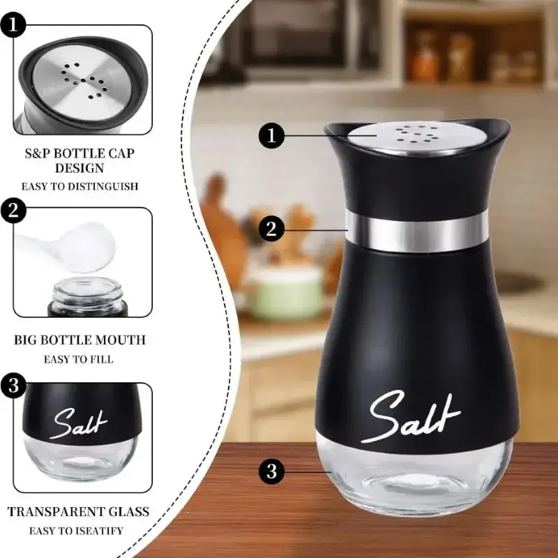 2pcs Seasoning Shaker Glass Bottles Spices Storage Barbecue Condiment Jar Salt Pepper Boxes For Kitchen Gadget Tools Organizer - Image 6