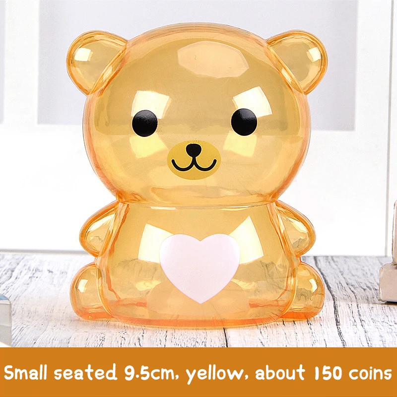 Creative Little Bear Piggy Bank Cash Bag Cute Safe Deposit Box Transparent Coin Paper Money Saving Box Kids Gift