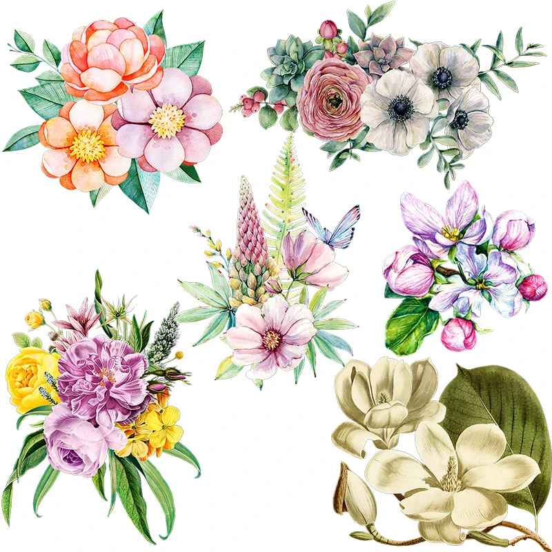 

Three Ratels QCF83 Elegant watercolor flower art wall sticker Waterproof toilet decals Furniture scratch concealer sticker