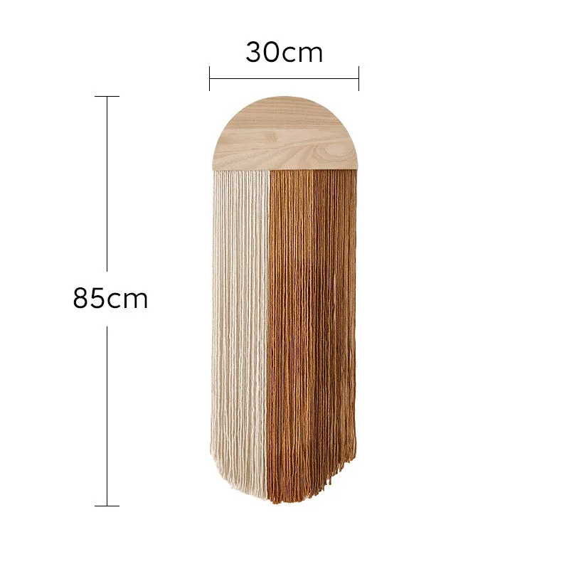 Creative tapestry, hand woven semi-circular wooden board, tassel tapestry, living room, homestay, wall hanging, wall decoration - 6
