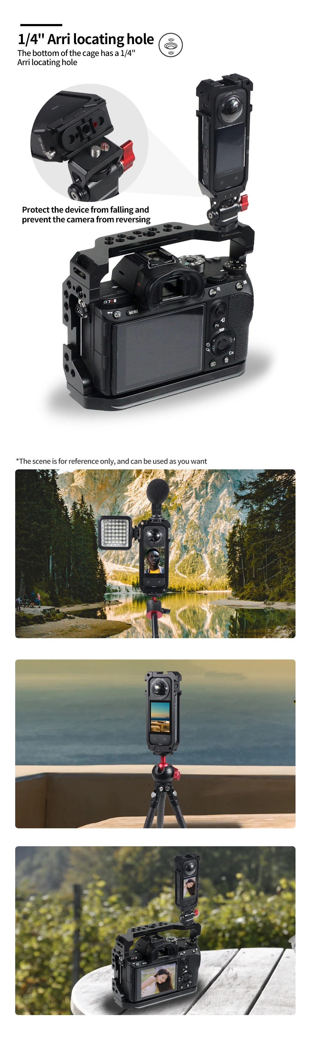 Magnetischer faltbarer Stativadapter für Insta360 One X2 / X3 Action-Kamera, Schutzkäfig-Gehäuse für Mikrofon-Fülllicht – Detail 7