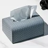 Rectangle Leather Tissue Box Creative Woven Grid Imitation Leather Extractable Tissue Box Home Bedroom Living Room Decoration 6