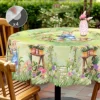 1 Easter Round Tablecloth, 5 Sizes Available, Retro Style Garden Easter Bunny Egg Print Tablecloth, Edge Embossing Process, Spring Garden Tablecloth Decoration, Tablecloth for Daily Home Kitchen, Terrace Use, Easter Decoration 3