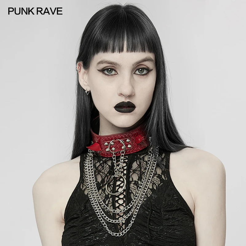 

PUNK RAVE Women's Punk Necklaces Heavy Metal Rivets Choker Neo-Gothic Party Club Fashion Necklaces 2 Colors