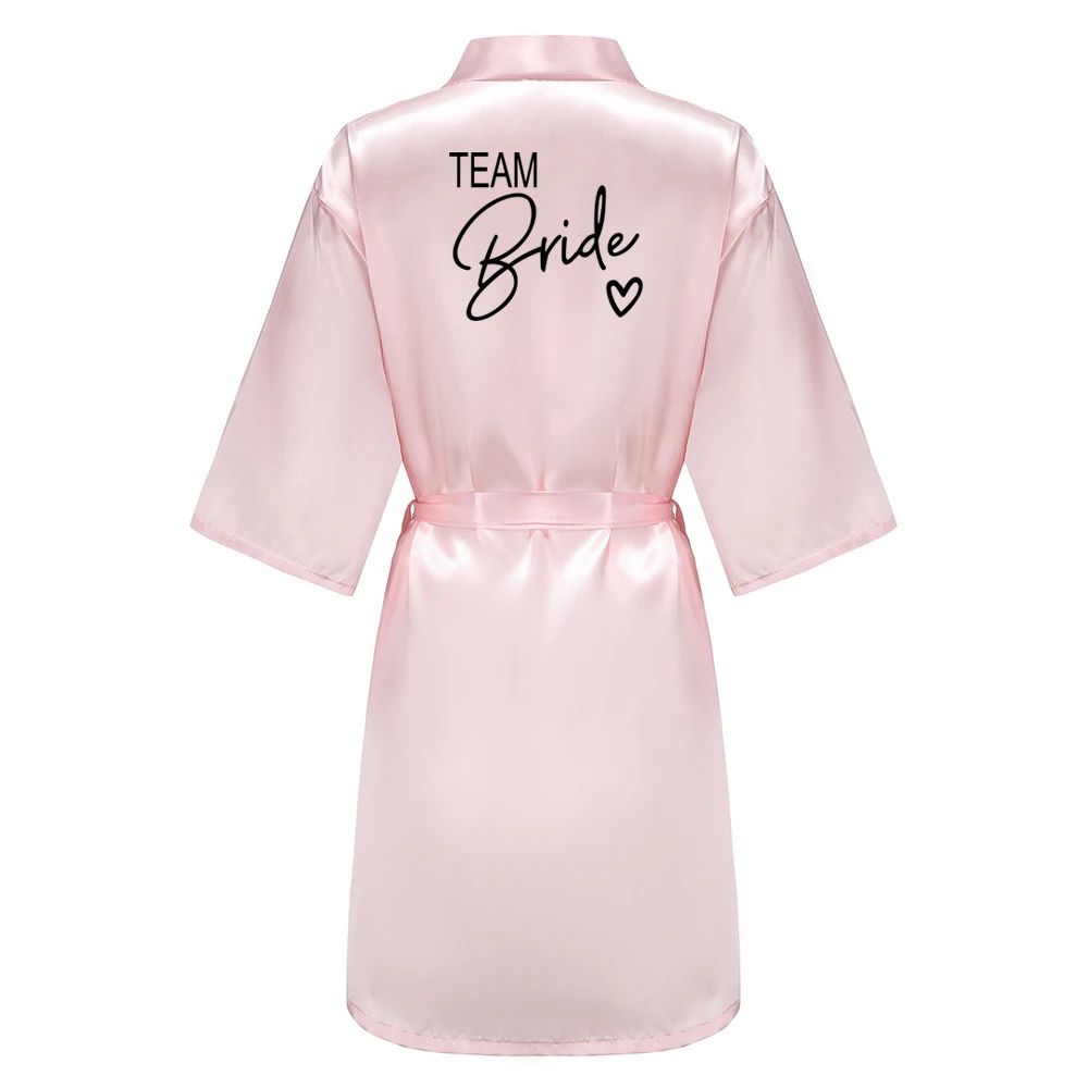 Robe Kimono en Satin avec Lettres Noires, Pyjama de Demoiselle d'Honneur, Peignoir, éventuelles 003