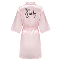 Robe de mariée d'équipe de fête de mariage avec lettres noires, pyjama Kimono en Satin, peignoir de demoiselle d'honneur SP003 5