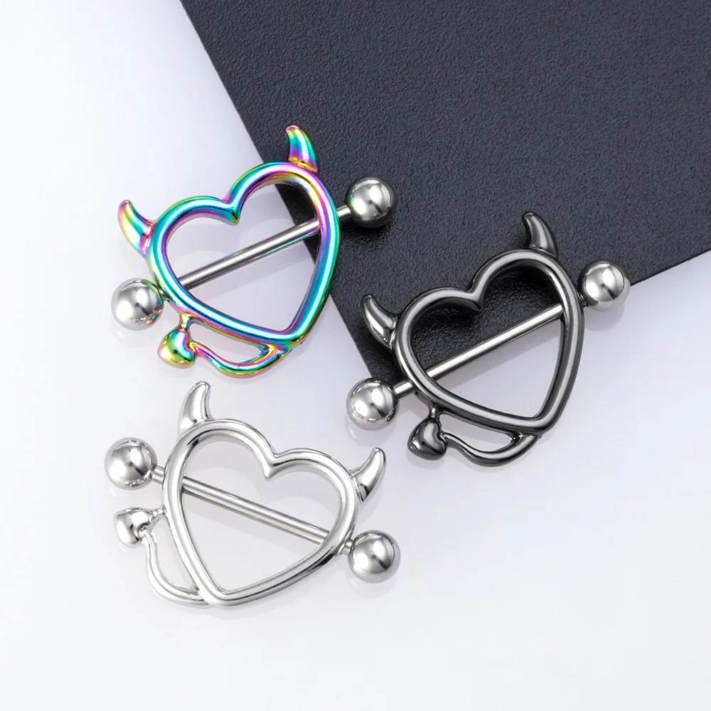 1pc Heart Rings Nipple Ring Barbell Body Piercing Jewelry Sexy Crystal