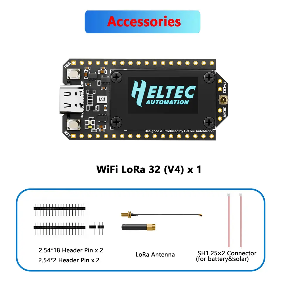 Heltec WiFi LoRa 32 V4.3 863-928MHz ESP32S3+SX1262 BLE LoRa Node, Meshtastic and LoRaWAN 0.96 inch OLED Solar Powered Dev-Board image 5