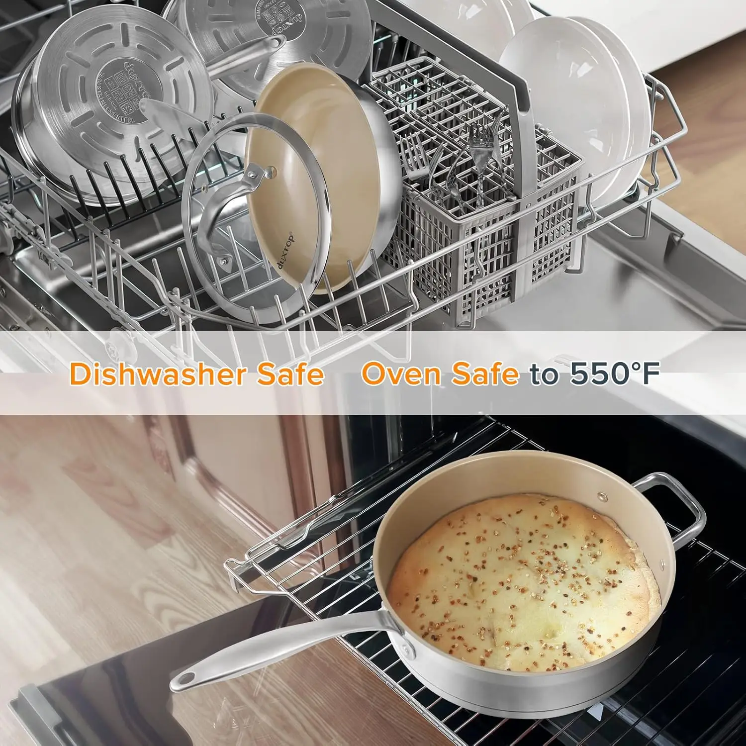Professional Stainless Steel Induction Cookware Set, Stainless Steel Ceramic Nonstick Pan Set, Impact-bonded Technol 5