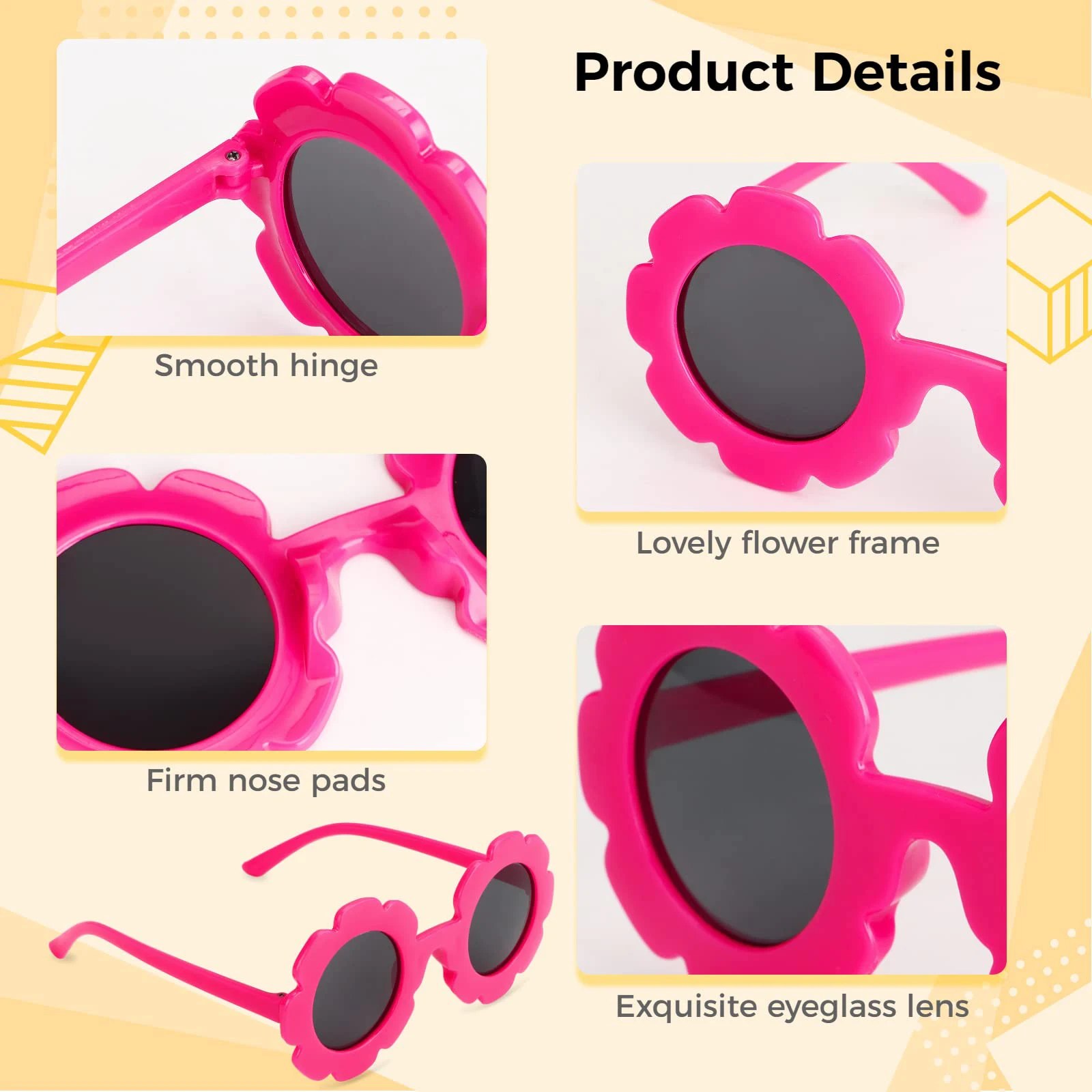 12-60Pcs Round Flower Sunglasses for Girls Toddler Cute Flower Glasses Outdoor Beach Eyewear Birthday Party Favors for Kids Gift
